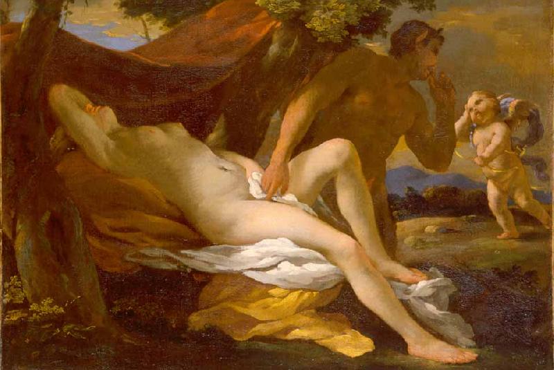 Nicolas Poussin Nicolas Poussin of either Jupiter and Antiope or Venus and Satyr Germany oil painting art
